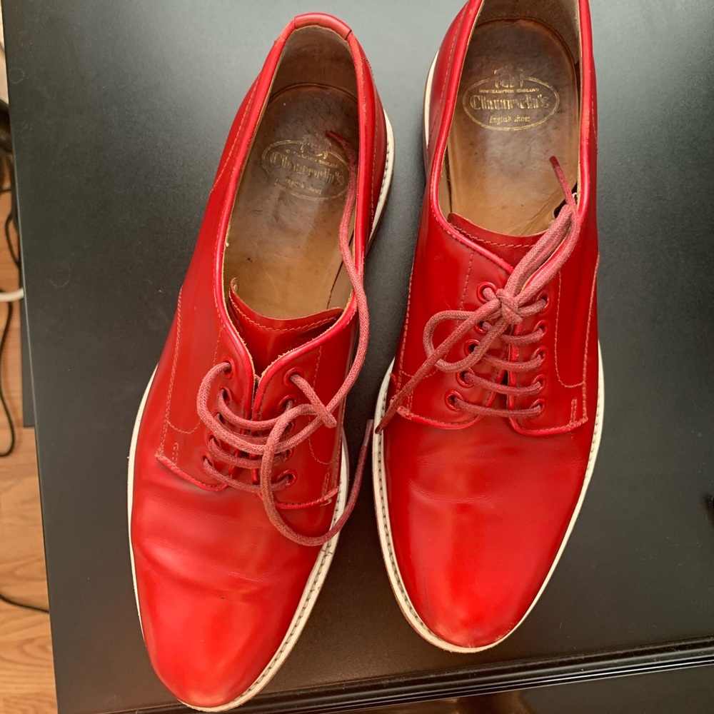 Church’s Women's Red Leather Lace Up Derby